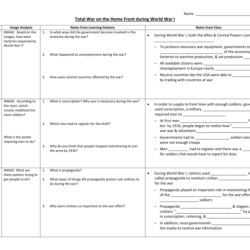 World war 1 on the homefront worksheet answer key